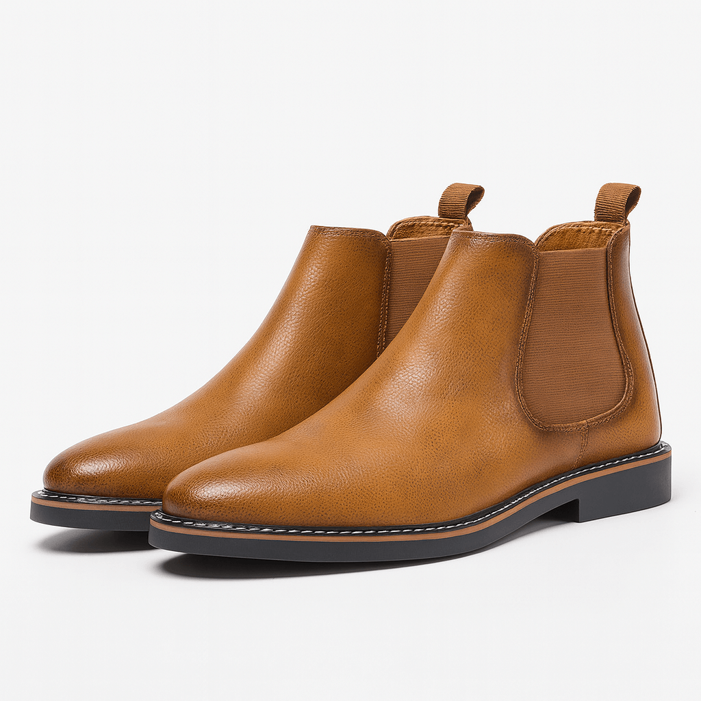 Herrestøvler i Læder – Tidsløs Slip - On med Elastiske Paneler - My Store
