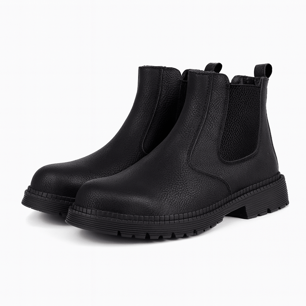 Slip - on Læderstøvler med Elastiske Sidepaneler – Klassisk Ankelhøjde - My Store
