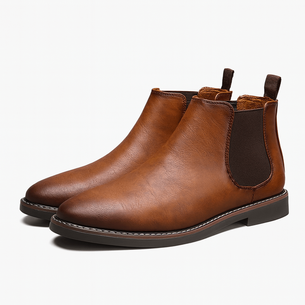 Herrestøvler i Læder – Tidsløs Slip - On med Elastiske Paneler - My Store