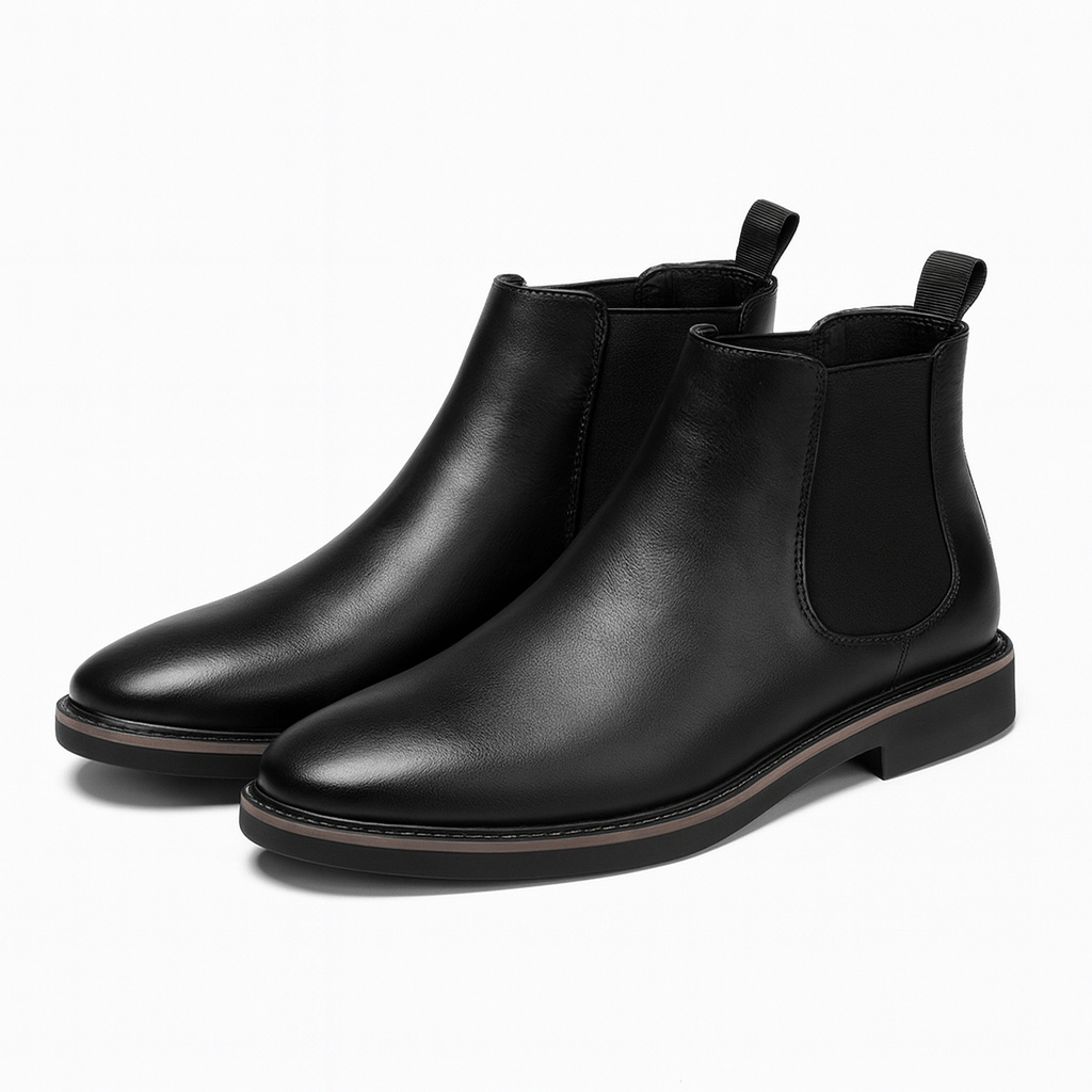 Herrestøvler i Læder – Tidsløs Slip - On med Elastiske Paneler - My Store