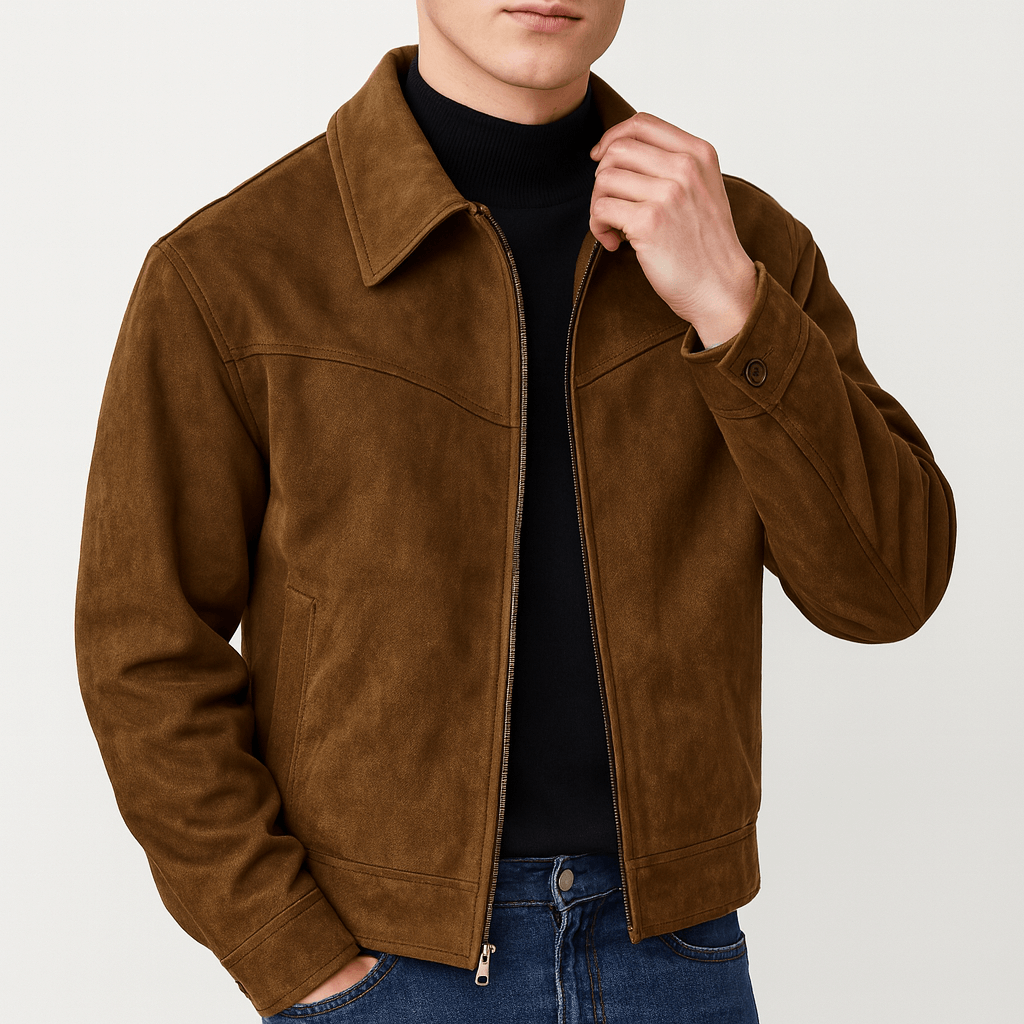 Sort Ruskindsbomberjakke Herre – Moderne Pasform, Klassisk Snit - My Store